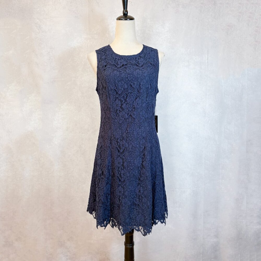 NWT Vince Camuto Lace Mini Sleeveless Dress Navy Blue Size 8